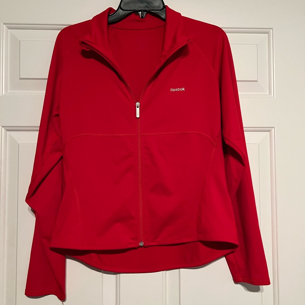 Reebok Women’s Athletic Jacket with front Zipper - Red - Size L